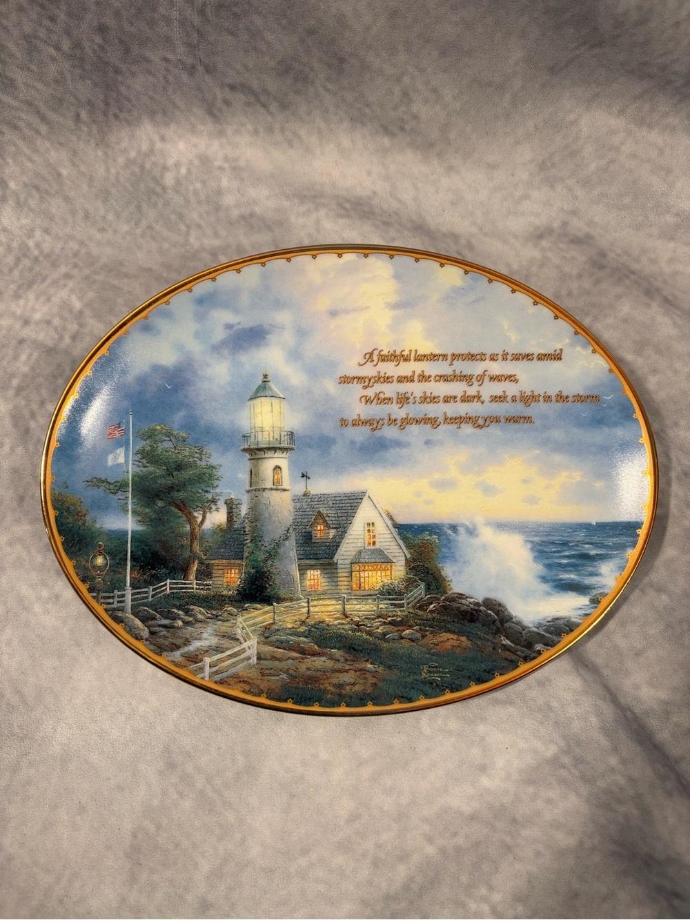 Thomas Kinkade”A Light in the Storm”Bradford Exchange Lighthouse Collector Plate